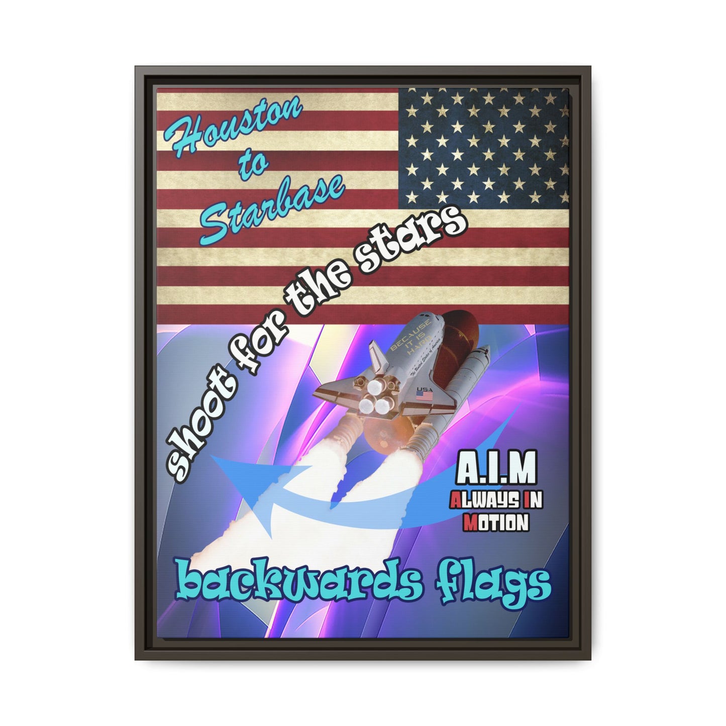 shoot for the stars - framed canvas art (grey-pink wave)