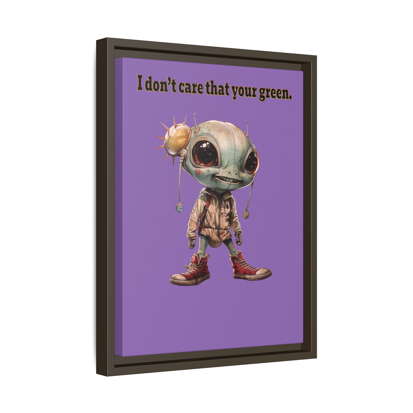 I don't care that your green - framed canvas art (light purple)