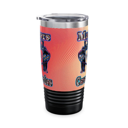 em cee squared - Ringneck Tumbler, 20oz (yellow-orange wave)