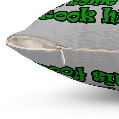 turtle race - Spun Polyester Square Pillow - (light grey)