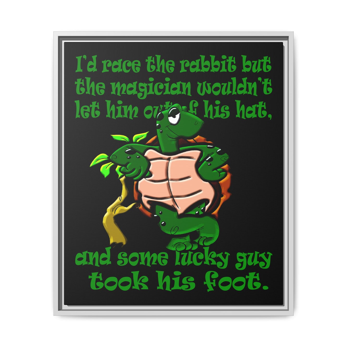 turtle race - framed canvas art (black)