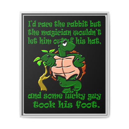 turtle race - framed canvas art (black)