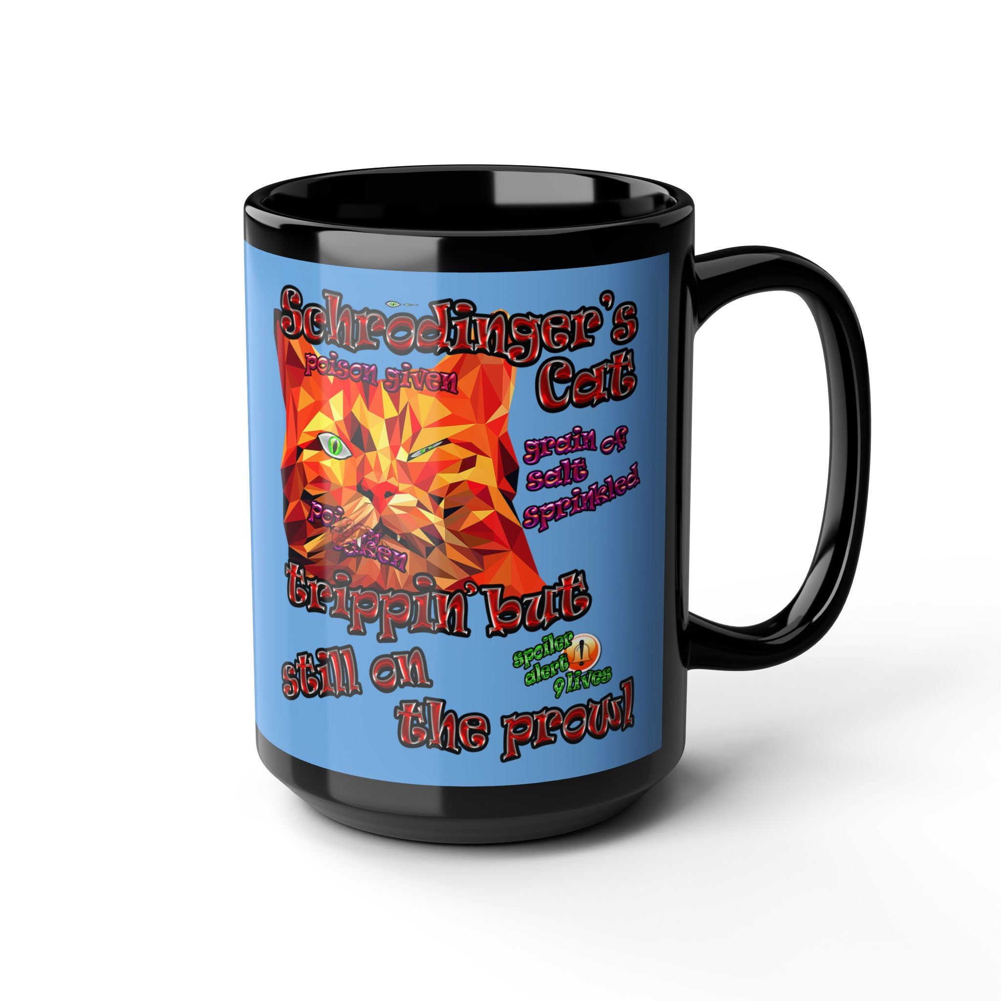 schrodinger's cat - Black Mug (light blue)