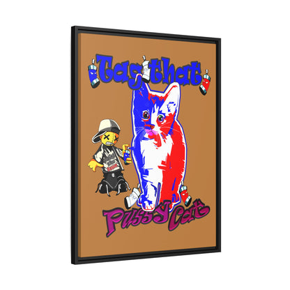 tag that - framed canvas art (light brown)