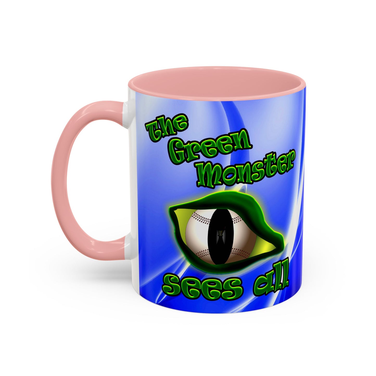 green monster - Accent Mug (blue-white wave)