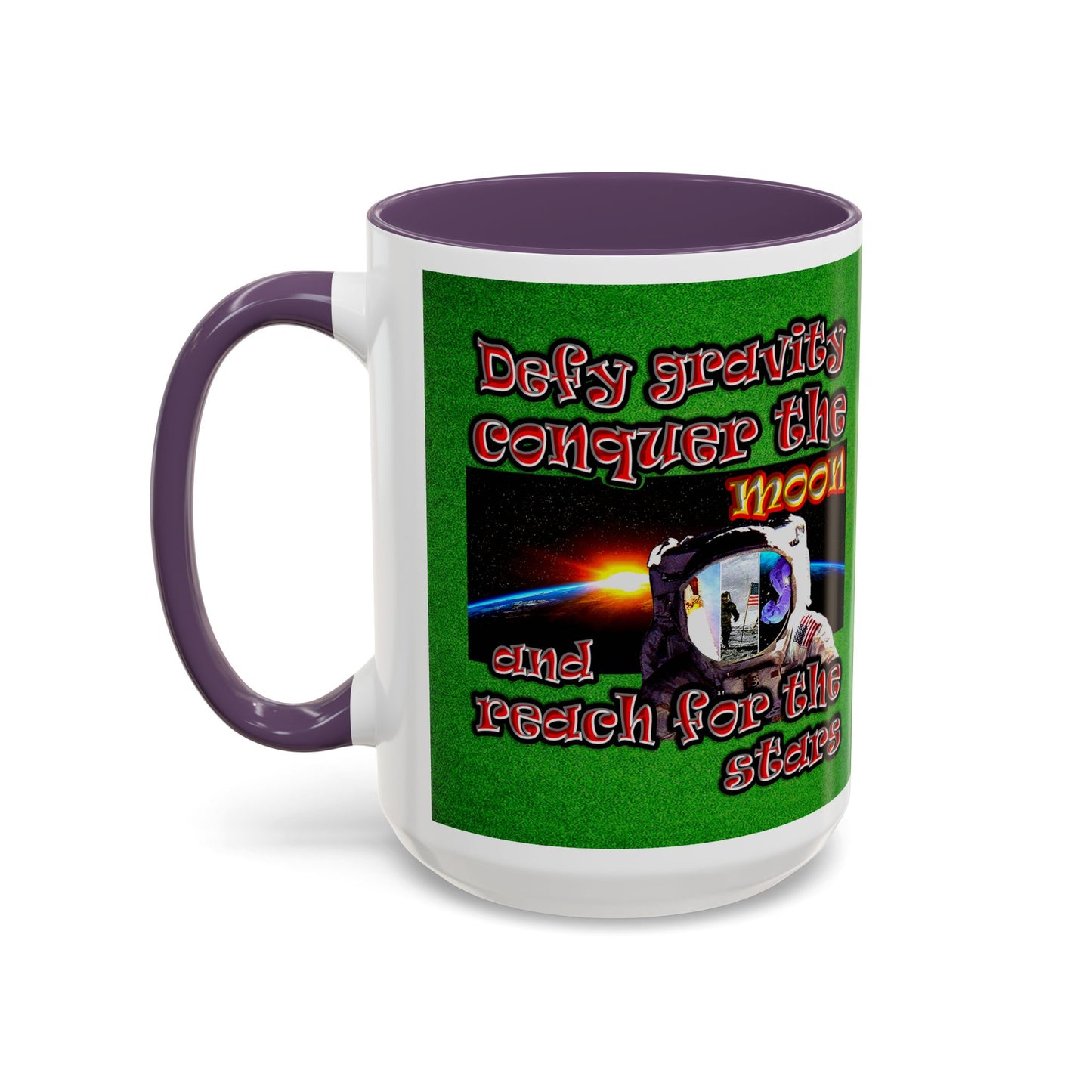 defy conquer reach - Accent Mug (green turf)
