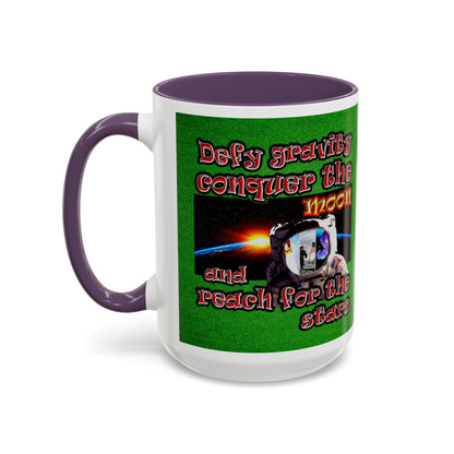 defy conquer reach - Accent Mug (green turf)