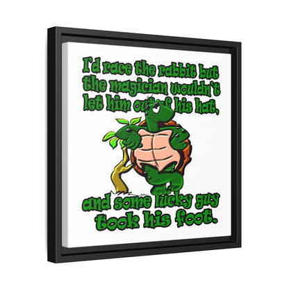 turtle race - framed canvas art (white)