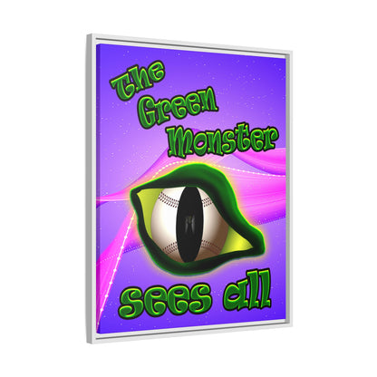green monster - framed canvas art (purple-pink wave)
