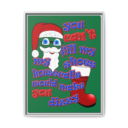 santa's shoes - framed canvas art (dark green)