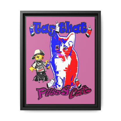 tag that - framed canvas art (light pink)