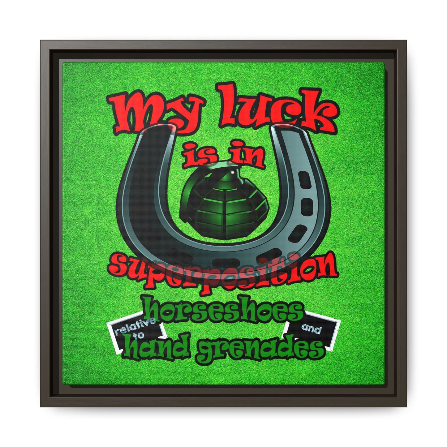 my luck - framed canvas art (green turf)