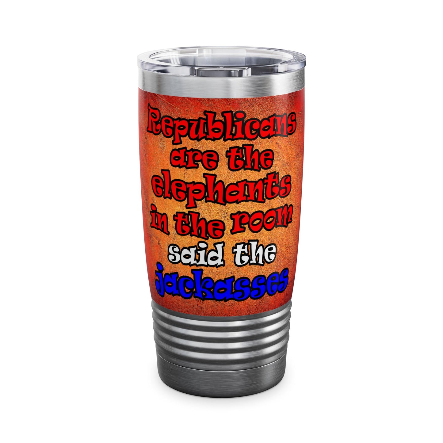 donkeys and elephants - Ringneck Tumbler, 20oz (burnt orange)