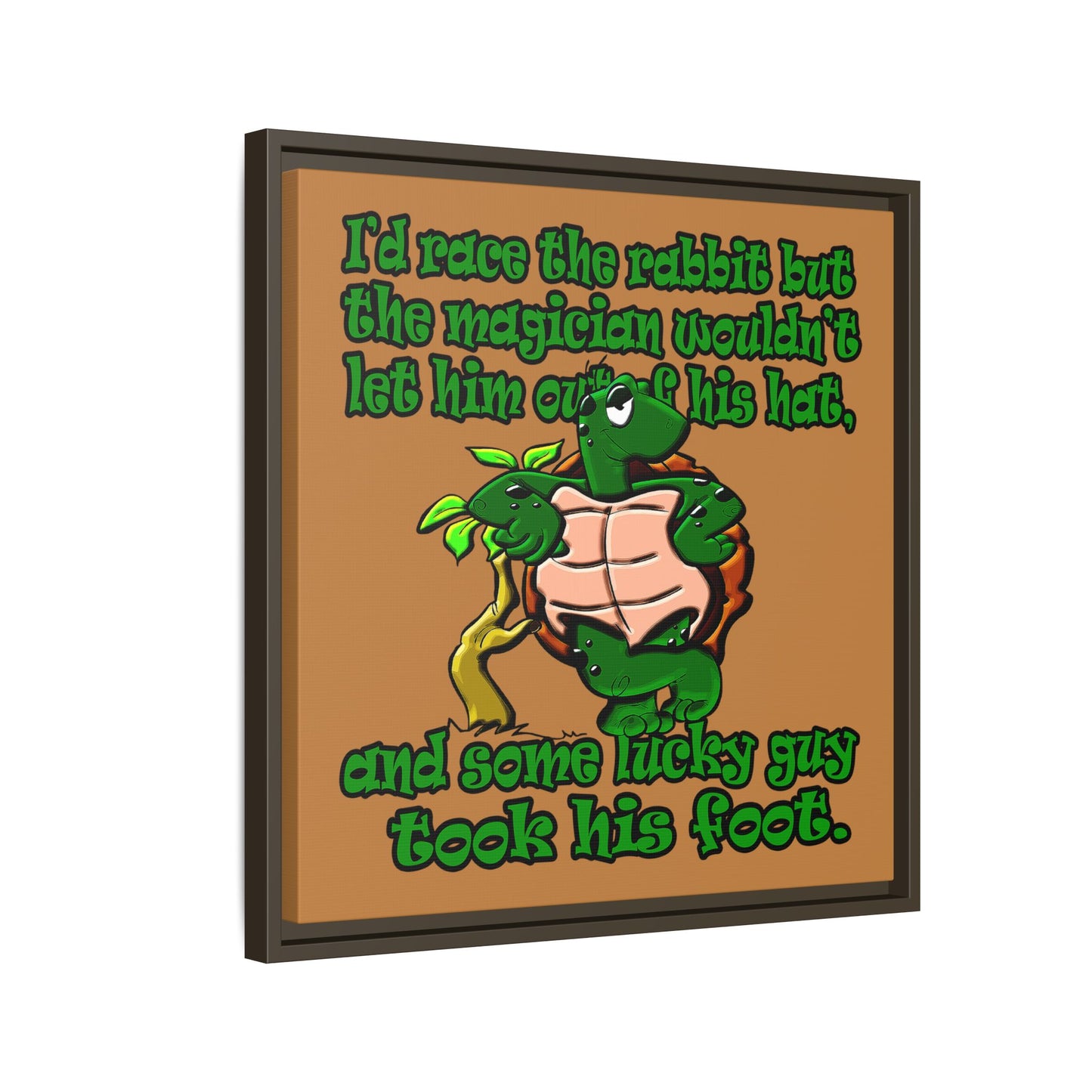 turtle race - framed canvas art (light brown)
