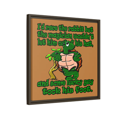 turtle race - framed canvas art (light brown)