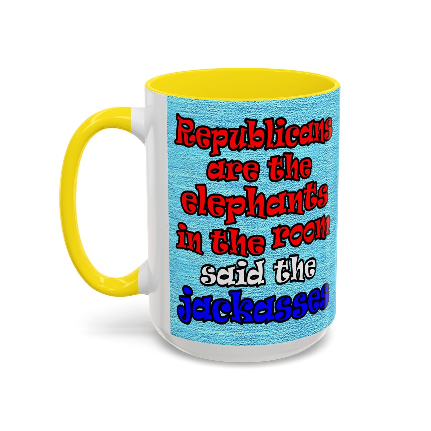 donkeys and elephants - Accent Mug (faded blue)