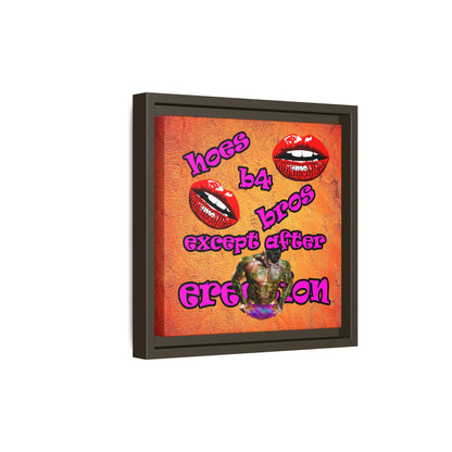 hoes b4 bros - framed canvas art (burnt orange)