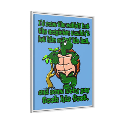 turtle race - framed canvas art (light blue)