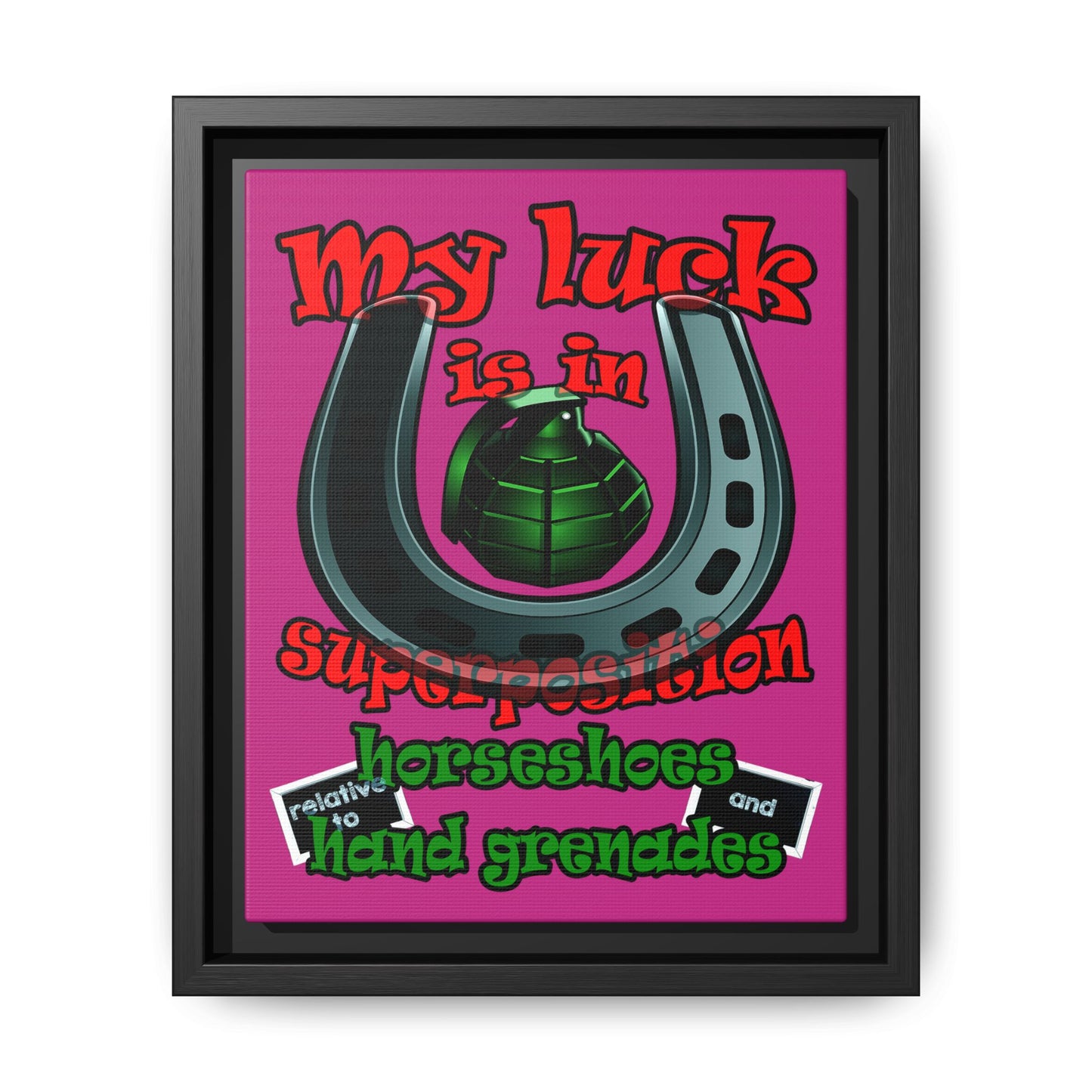my luck - framed canvas art (pink)