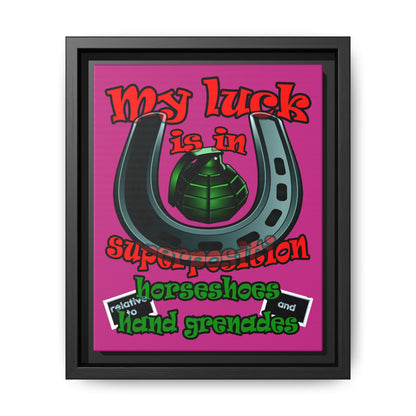 my luck - framed canvas art (pink)