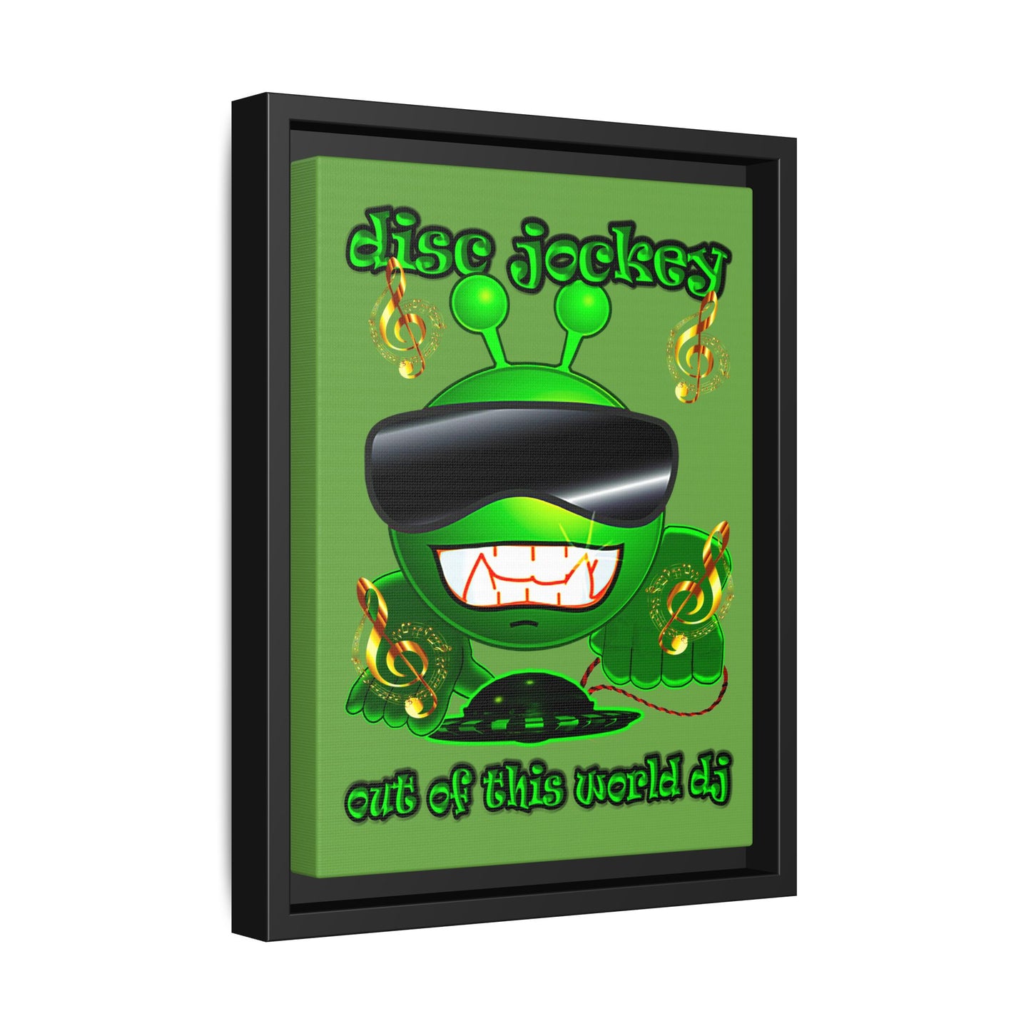 disc jockey - framed canvas art (green)