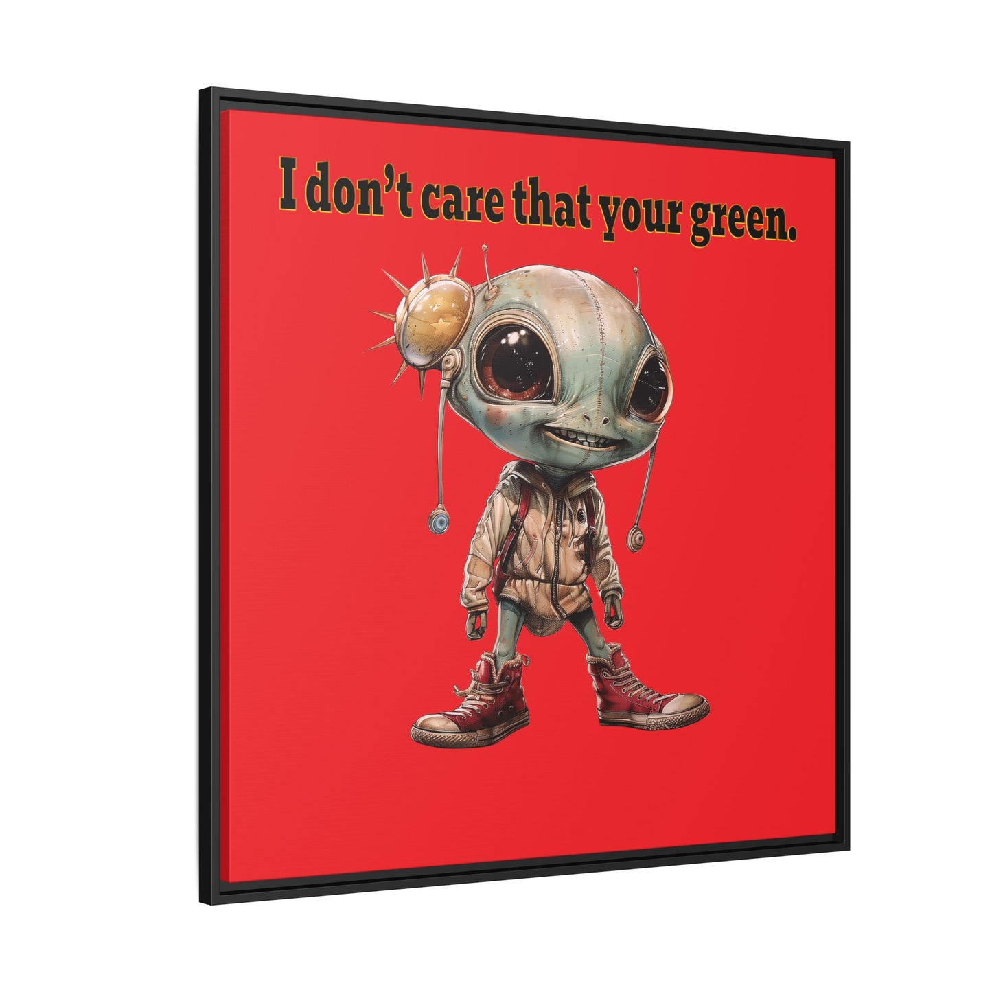 I don't care that your green - framed canvas art (red)