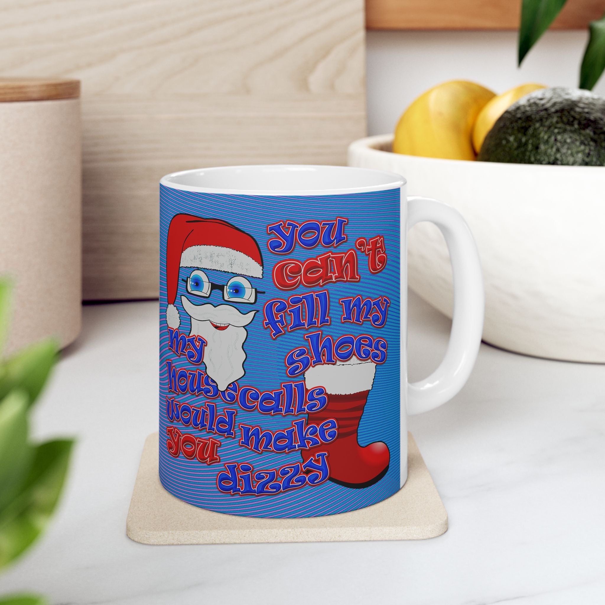 santa's shoes - White Mug (light blue-purple wave)