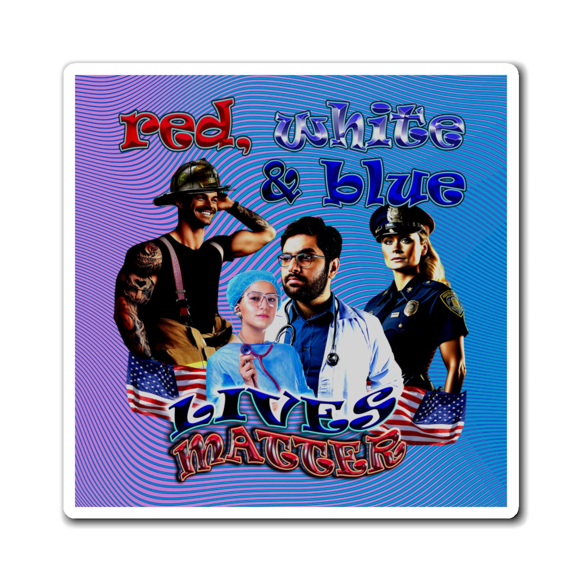 rw&b lives matter - Magnets - (light blue-purple wave)