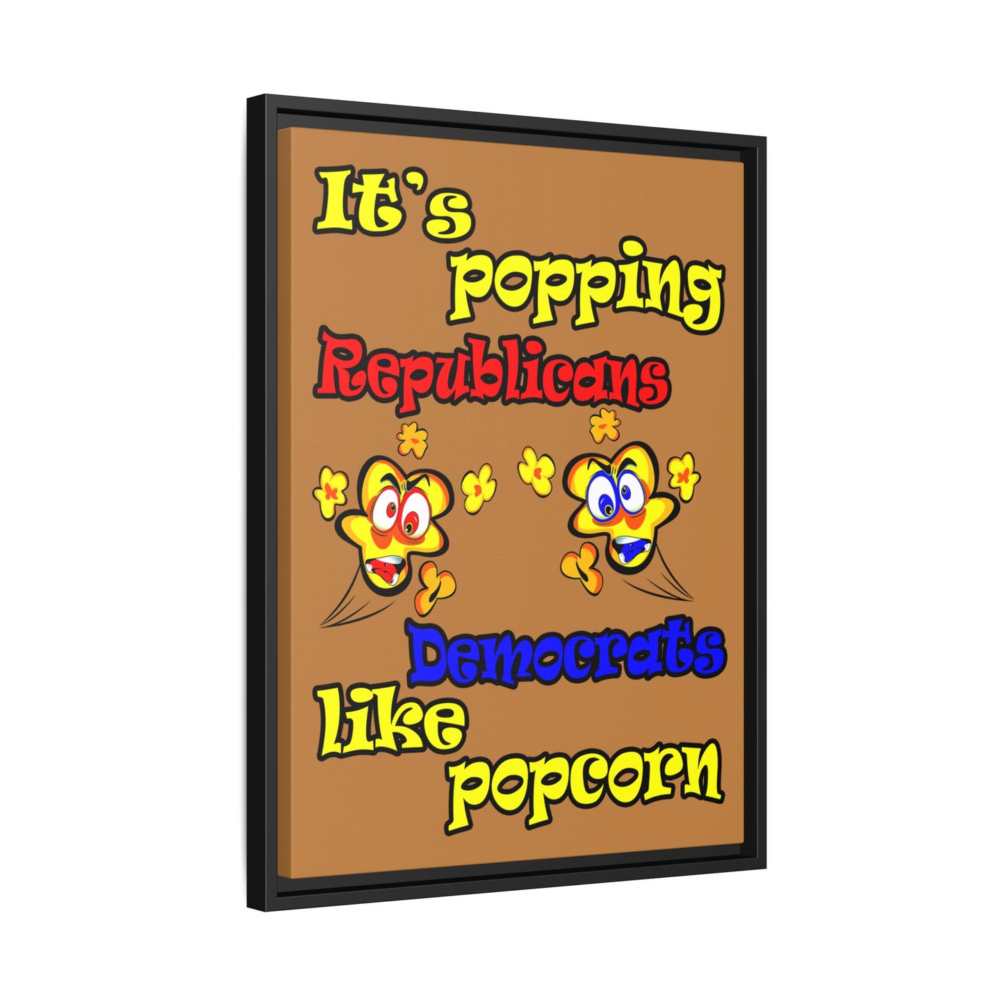 popping like popcorn - framed canvas art (light brown)