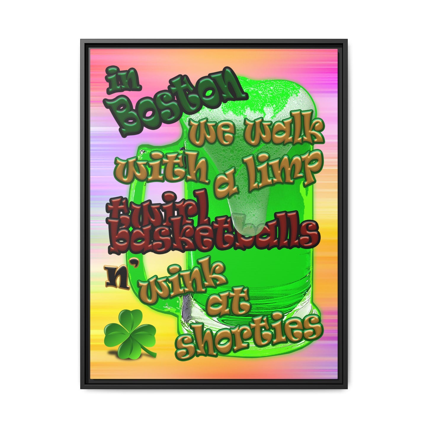 celtics logo - framed canvas art (color blur)