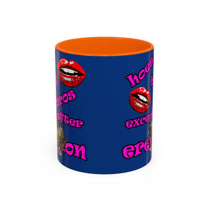 hoes b4 bros - Accent Mug (dark blue)