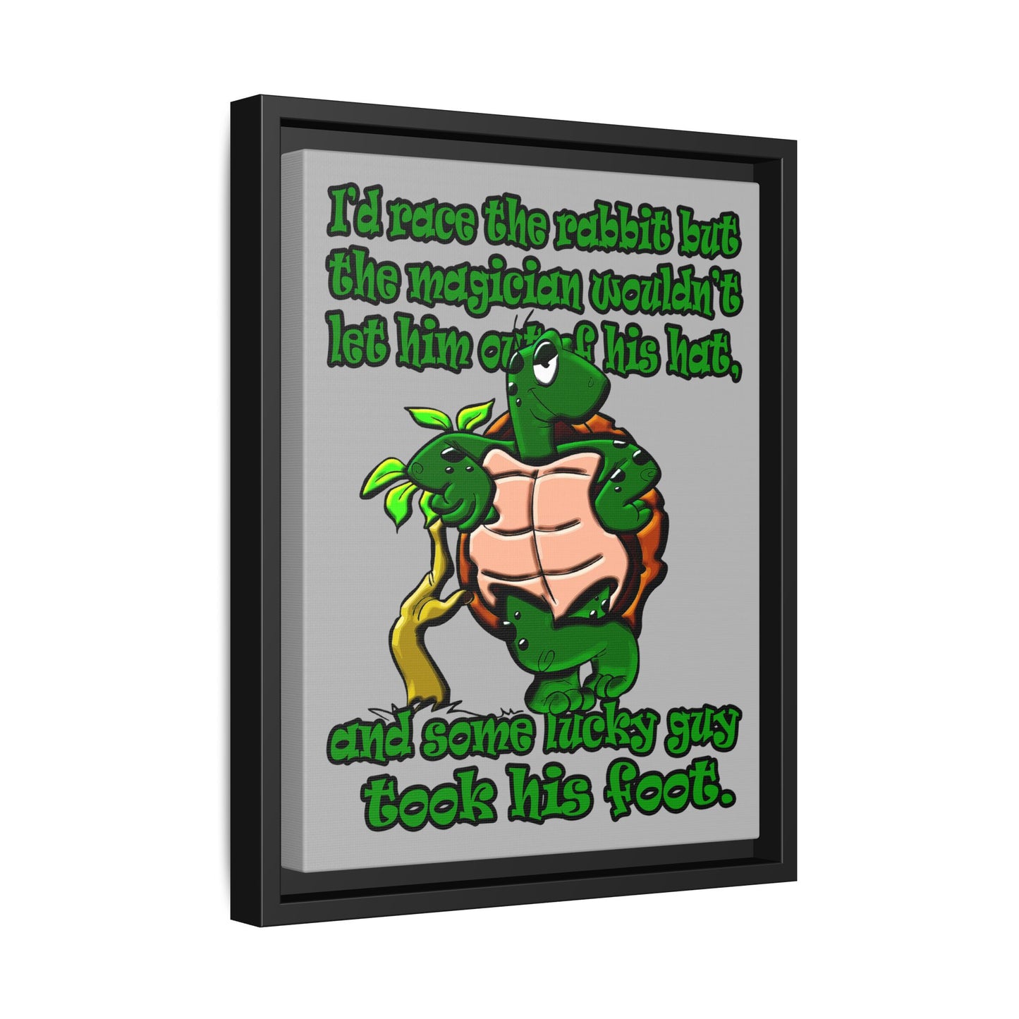 turtle race - framed canvas art (light grey)