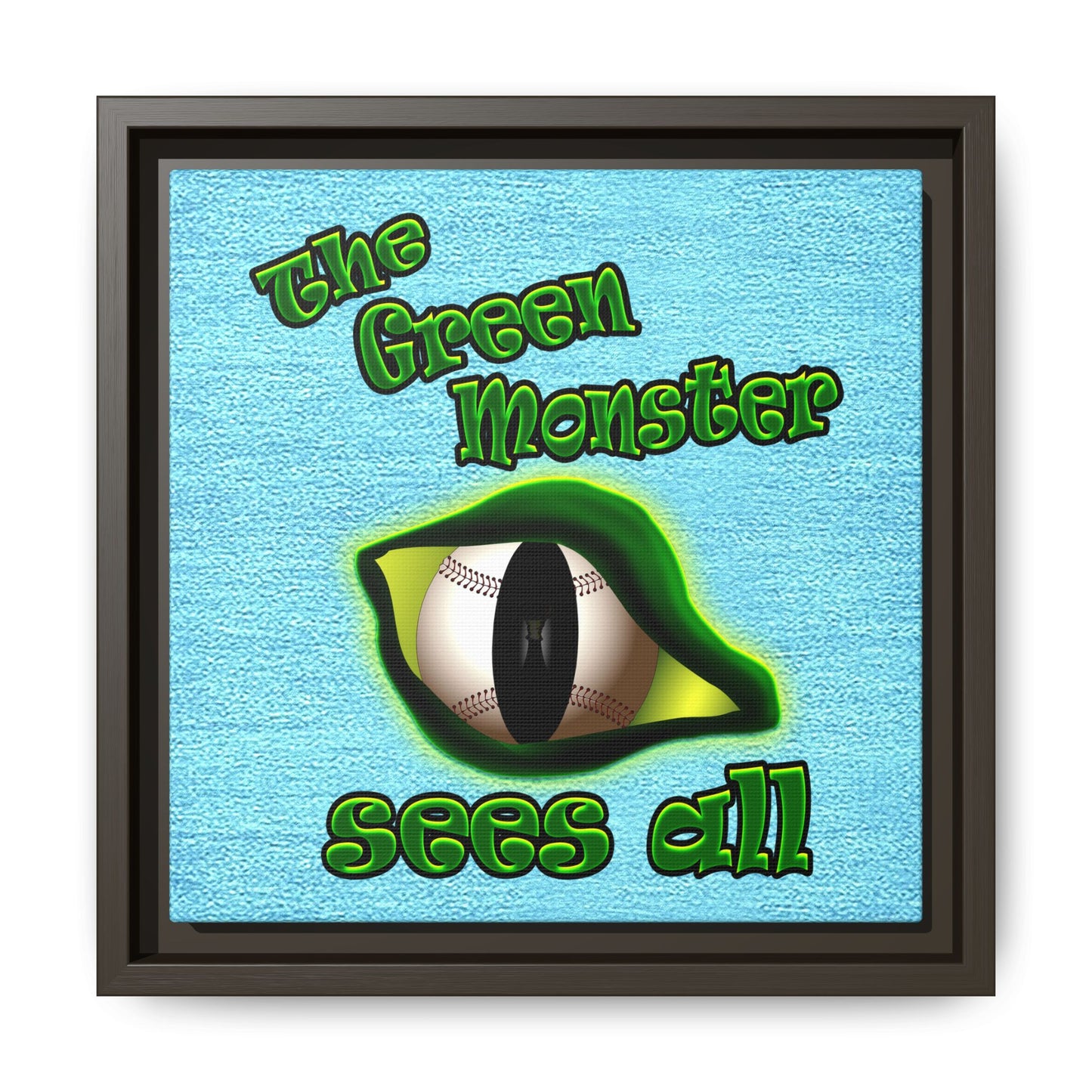 green monster - framed canvas art (faded blue)