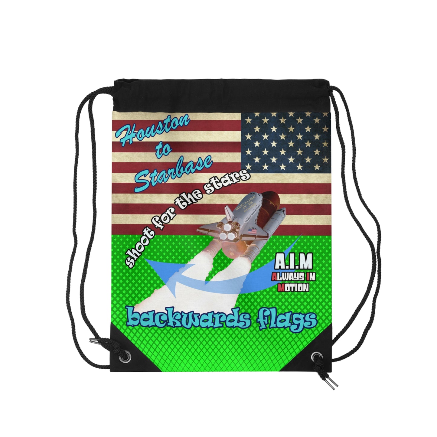 shoot for the stars - Drawstring Bag (logo green)