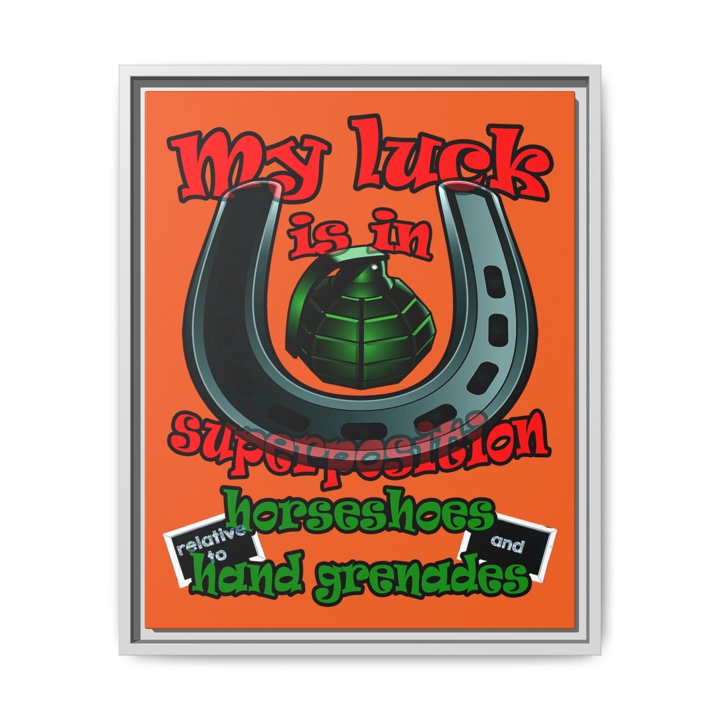 my luck - framed canvas art (orange)