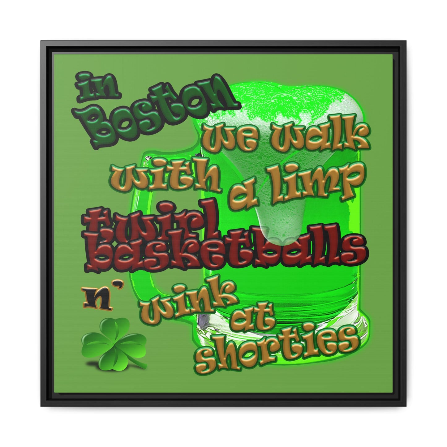 celtics logo - framed canvas art (green)