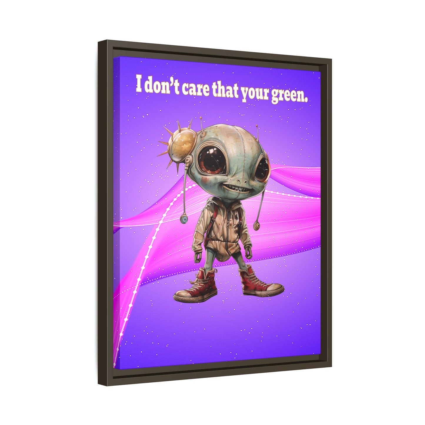 I don't care that your green - framed canvas art (purple-pink wave)