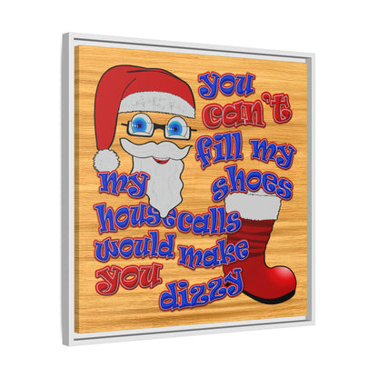 santa's shoes - framed canvas art (butterscotch wood finish)