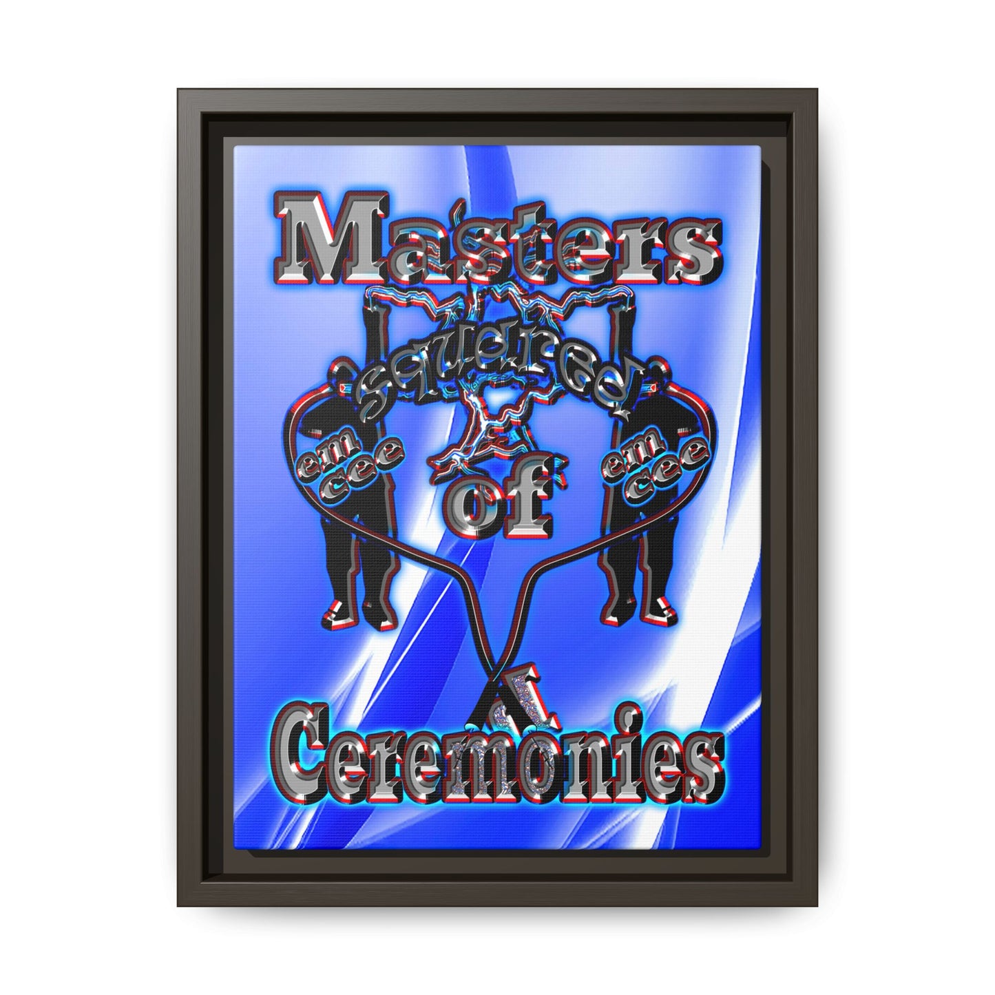 em cee squared - framed canvas art (blue-white wave)