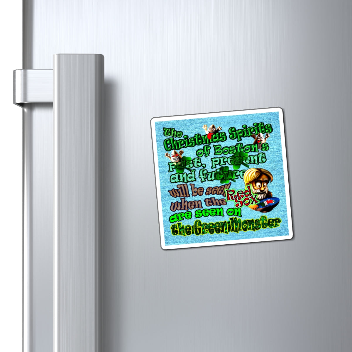 christmas spirits of boston - Magnets - (faded blue)