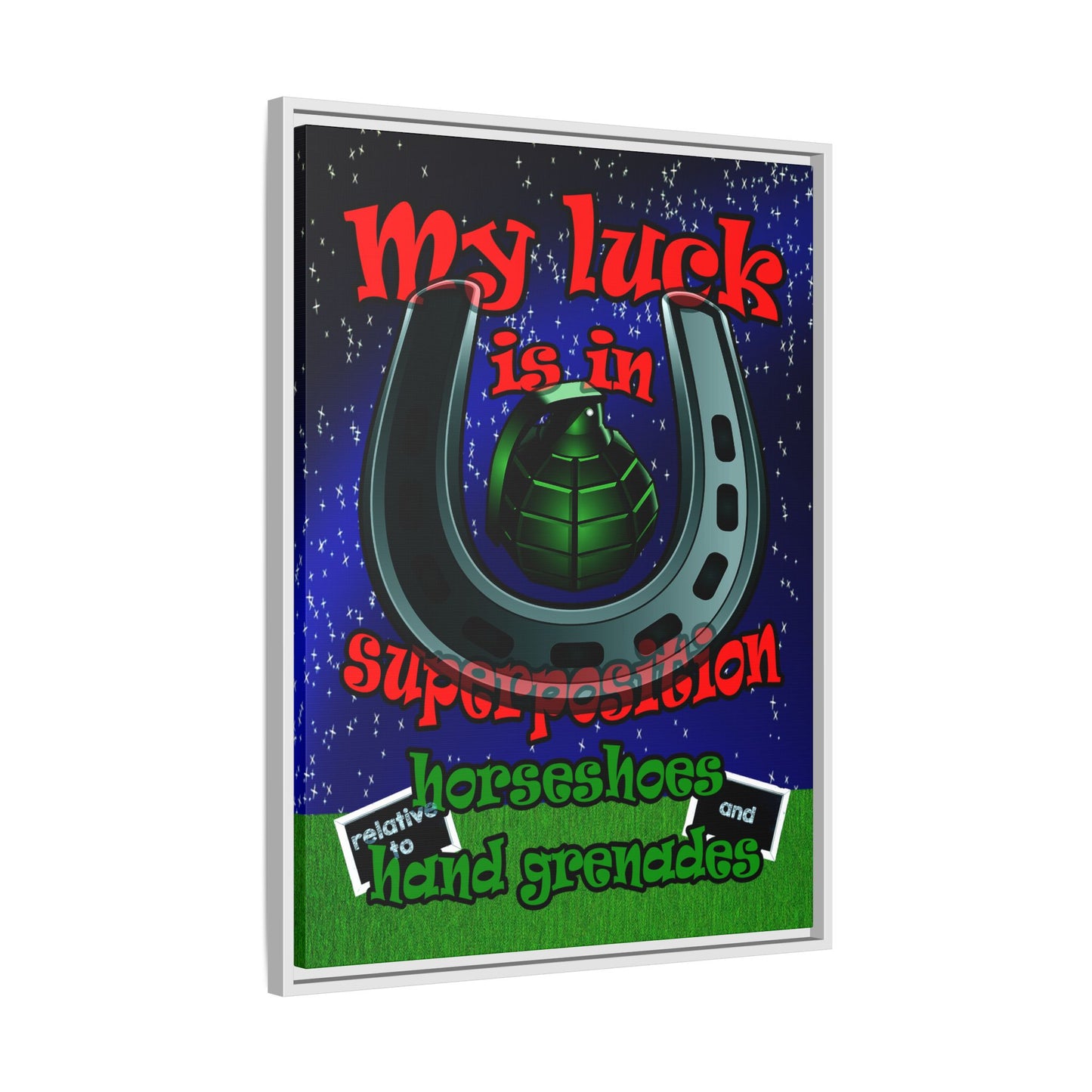 my luck - framed canvas art ('snoops' background)