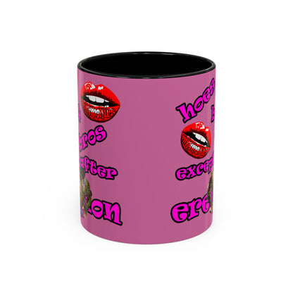 hoes b4 bros - Accent Mug (light pink)