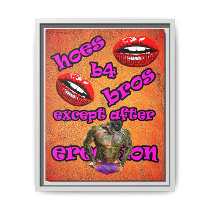 hoes b4 bros - framed canvas art (burnt orange)