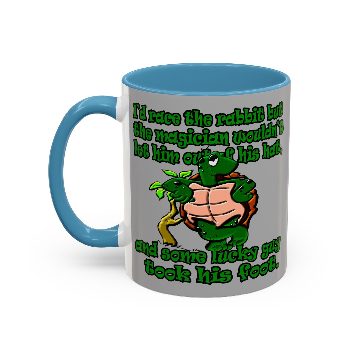turtle race - Accent Mug (light grey)