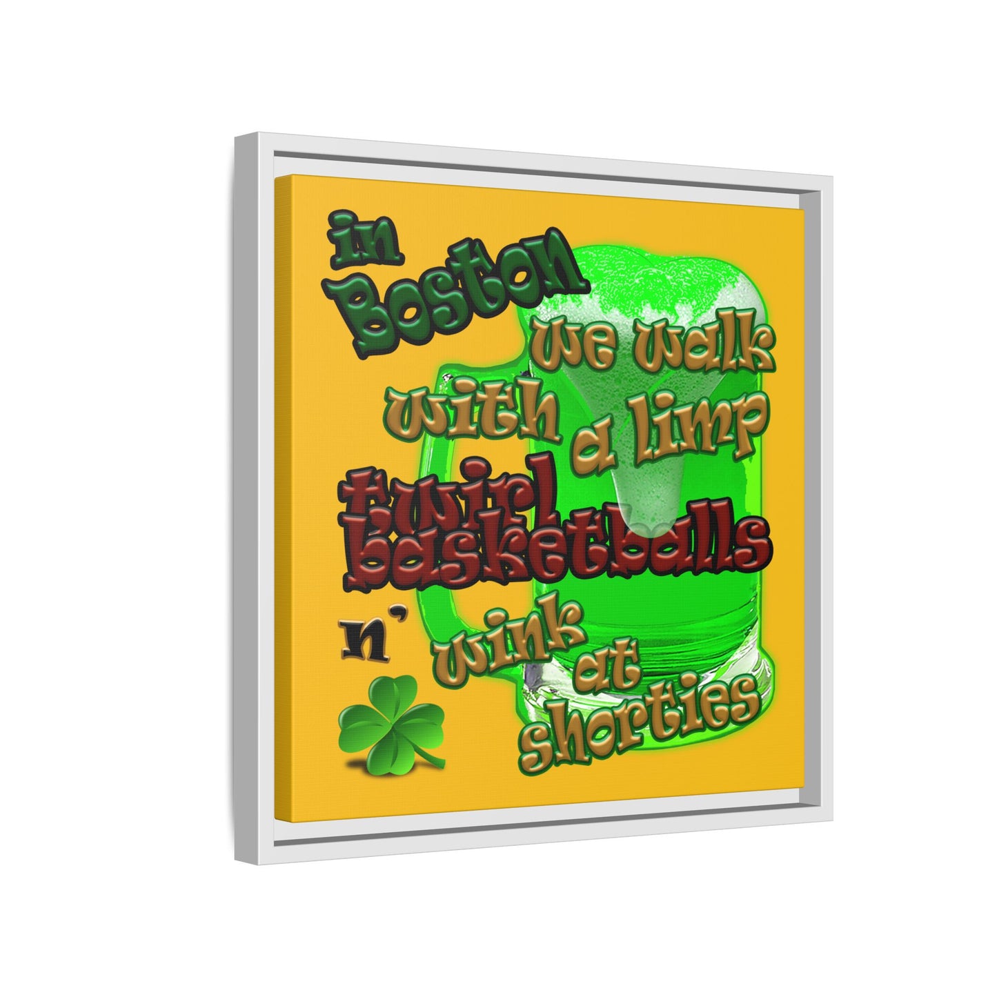 celtics logo - framed canvas art (yellow)
