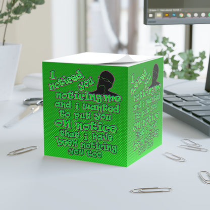 noticed you noticing - note cube (logo green)