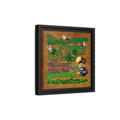 christmas spirits of boston - framed canvas art (brown papyrus)