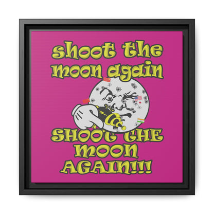 shoot the moon again - framed canvas art (pink)