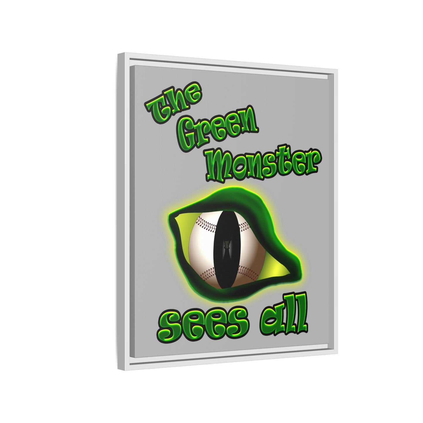 green monster - framed canvas art (light grey)