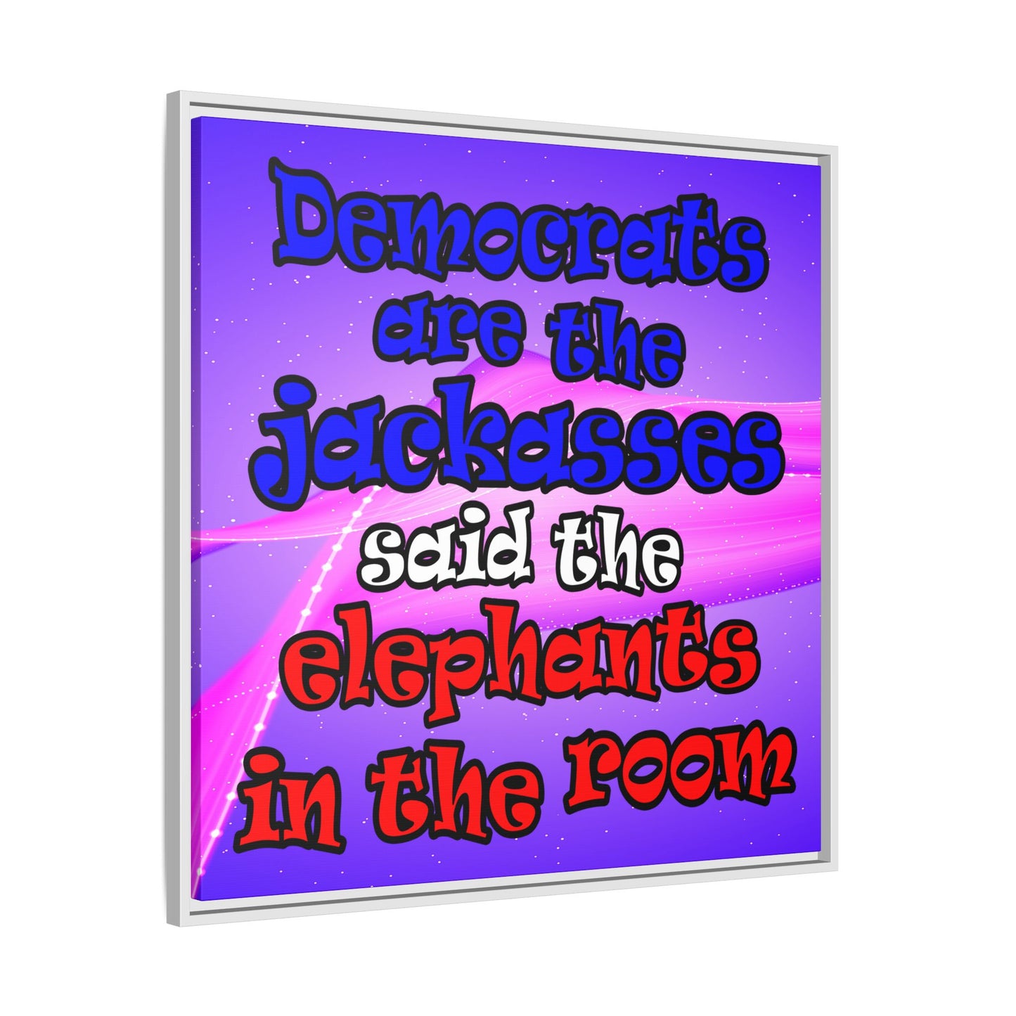donkeys and elephants - framed canvas art (purple-pink wave)